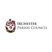 Irchester Parish Council logo with a red and white crest beside the council name in black text.